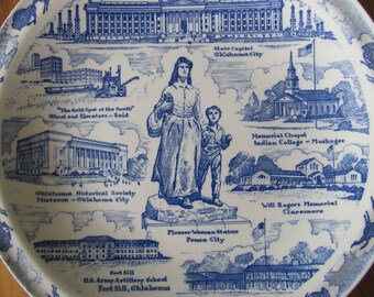 Vintage Oklahoma Souvenir Plate, Vintage Decorative Plate