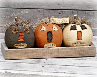 Primitive Pumpkins in Wooden Crate ~ Primitive Halloween ~ Primitive Decor ~ Primitive Fall Decor ~ Fabric Pumpkins ~ Primitive Autumn