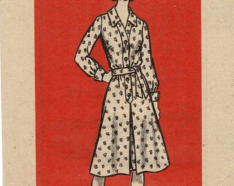 Mail Order Dress Sewing Pattern 9285 Womens Long Sleeves Dress, Front Button Placket, Inverted Pleat Skirt, French Cuffs Size 12 Uncut
