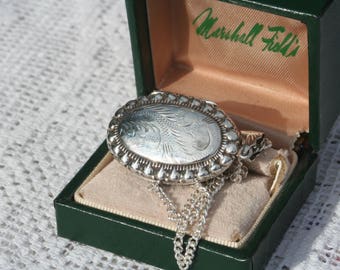 Lovely Ornate Sterling Silver Locket Etched Design with 26 Inch Sterling Silver