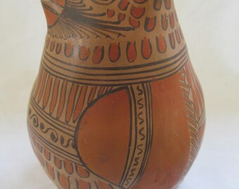 Southwest Style Mexican Folk Art Pottery Guerrero Ameyahepec Teclote Tri-Pod Owl Bank Bird Figurine