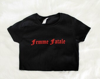 Femme Fatale Graphic Print Women's Crop Shirt S M L Xl Xxl 3Xl