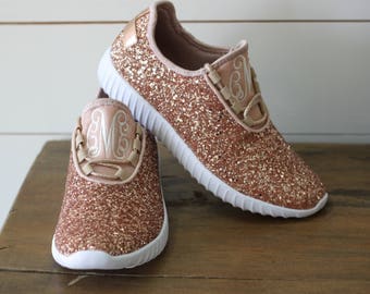 Glitter Bomb Sneakers / Glitter Kicks / Personalized Womens shoes / Rose Gold Tennis Shoes / Glitter Shoes Monogrammed / Glitter Tennis Shoe