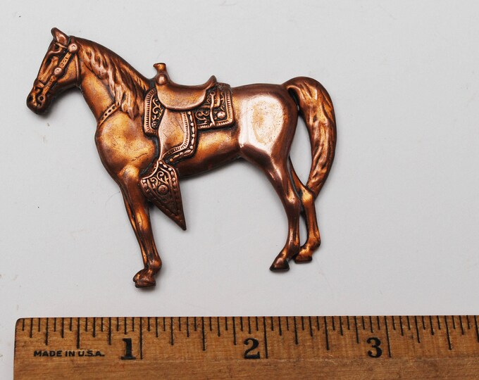 Western Horse Brooch - Copper metal - Equestrian - Southwestern Pin