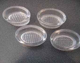 Vintage Pressed Glass Oval Shaped Salt & Pepper Individual Cellars, Set of Four