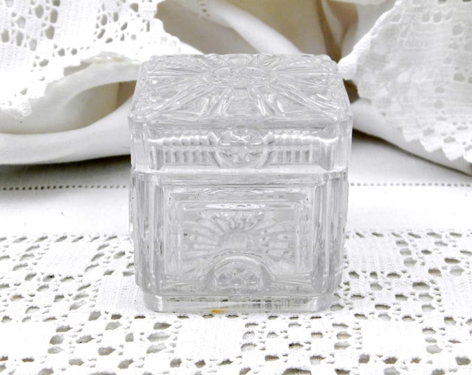 Small Antique Art Deco Lead Crystal Box Made by Baccarat in France, High Quality Glass Trinket Box, Shabby Chic Chateau Decor