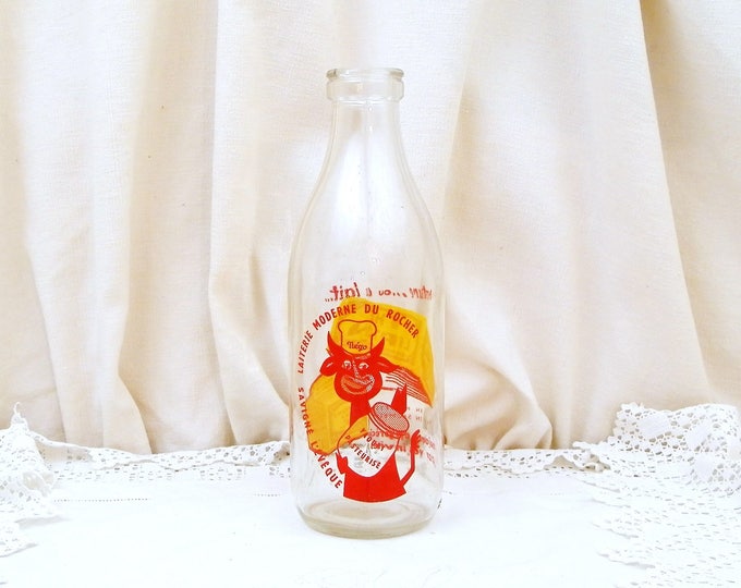Vintage 1950s French Milk Bottle from a Dairy near Le Mans Advertising Lipton Tea in Orange and Red 1 L, 1960 Retro Kitchen, Cow And Yogurt Vintage 1950s French Milk Bottle from a Dairy near Le Mans Advertising Lipton Tea in Orange and Red 1 L, 1960 Retro Kitchen, Cow And Yogurt