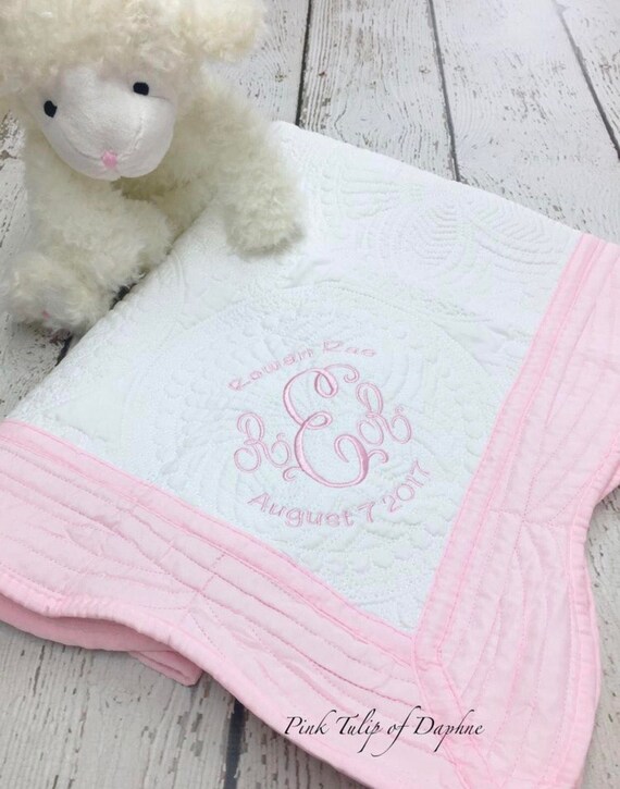 Monogrammed baby quilt Monogrammed baby blanket Keepsake