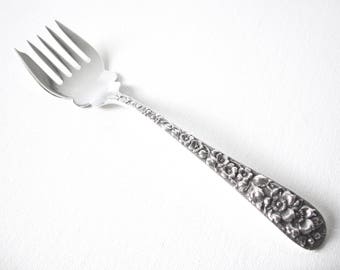 Kirk Stieff Repousse Forget Me Not Sterling Silver Sardine Serving Fork