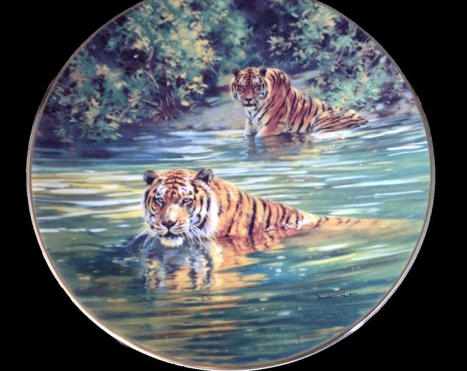 Wall Decor, Jungle Wall Art, Jungle Decor, Cool Cats Wall Plate, Sovereigns of Wild, Bradford Exchange Bengal Tiger Plate