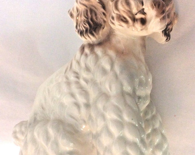 Vintage Relpo Poodle Figurine Planter, Mid Century White Dog Planter