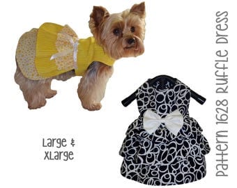 Ruffle Dog Dress Pattern 1628 * Large & XLarge * Dog Clothes Pattern * Dog Harness Dress * Pet Apparel * Dog Outfits * Little Dog Clothes