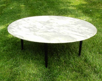 Vintage Mid Century White Marble Table