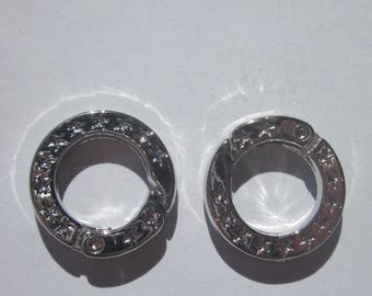 2 round 2 cm silver metal clasps (2045)