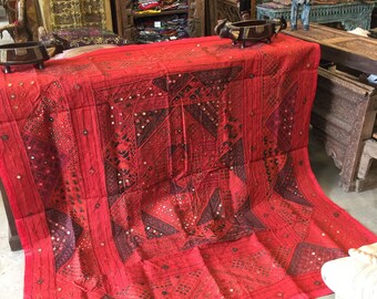 Antique Banjara Wall Hanging Vintage Hand Crafted red RUG Embroidered Wall Tapestry FREE SHIP Early Black Friday