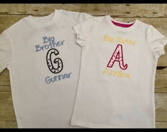 Personalized big brother and big sister shirt. Personalized big sister shirt. Personalized big brother shirt. Personalized sibling shirt set