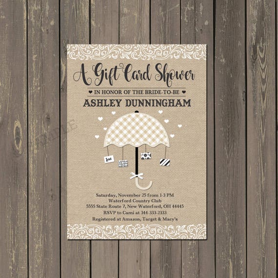 Gift Card Bridal Shower Invitation Couples Gift Card Shower