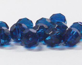 Faceted Round Glass Beads in Dark Aqua Blue 12 MM (14)