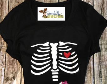 Pregnant Skeleton Shirt ** Skeleton Shirt ** Halloween Shirt