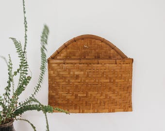 Vintage Woven Bamboo Mail Holder