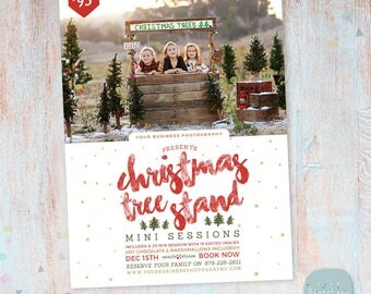 Christmas Mini Session Template - Christmas Tree Farm - Photography Marketing - Photoshop template - IC031a - INSTANT DOWNLOAD