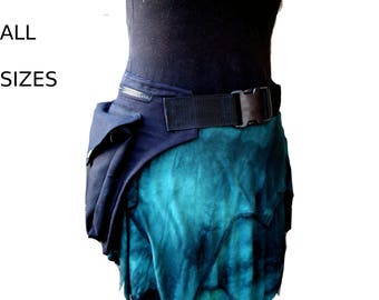 Utility belt made of organic cotton * black hip bag click buckle, also plus sizes* festival fanny pack *hip purse* waist pockets * moneybelt
