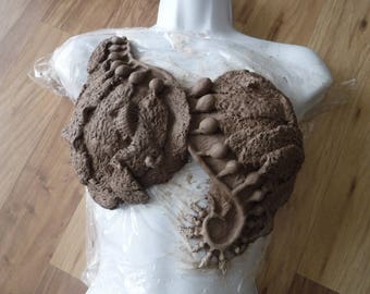Molded Resin Mermaid Breastplate - Hand Sculpted High Detail Organic Wearable Art - Kelp Forest Themed Fantasy Costume Piece, Swimmable Top