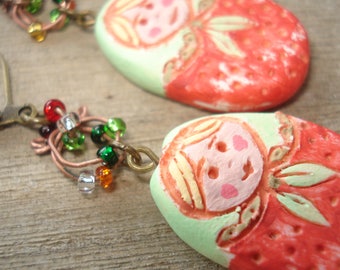 Matriochkas - folk style, hand painted polymer clay