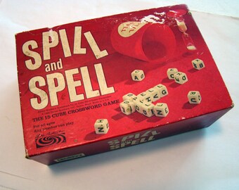 Vintage Spill and Spell word game, spelling game, Spill and Spell word dice game, 1966