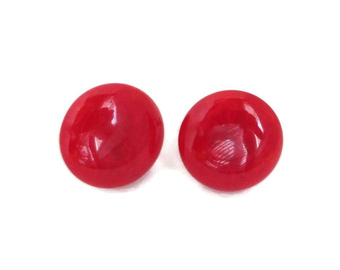Red Lucite Earrings | Vintage Button Earrings | Cherry Red Screw Backs