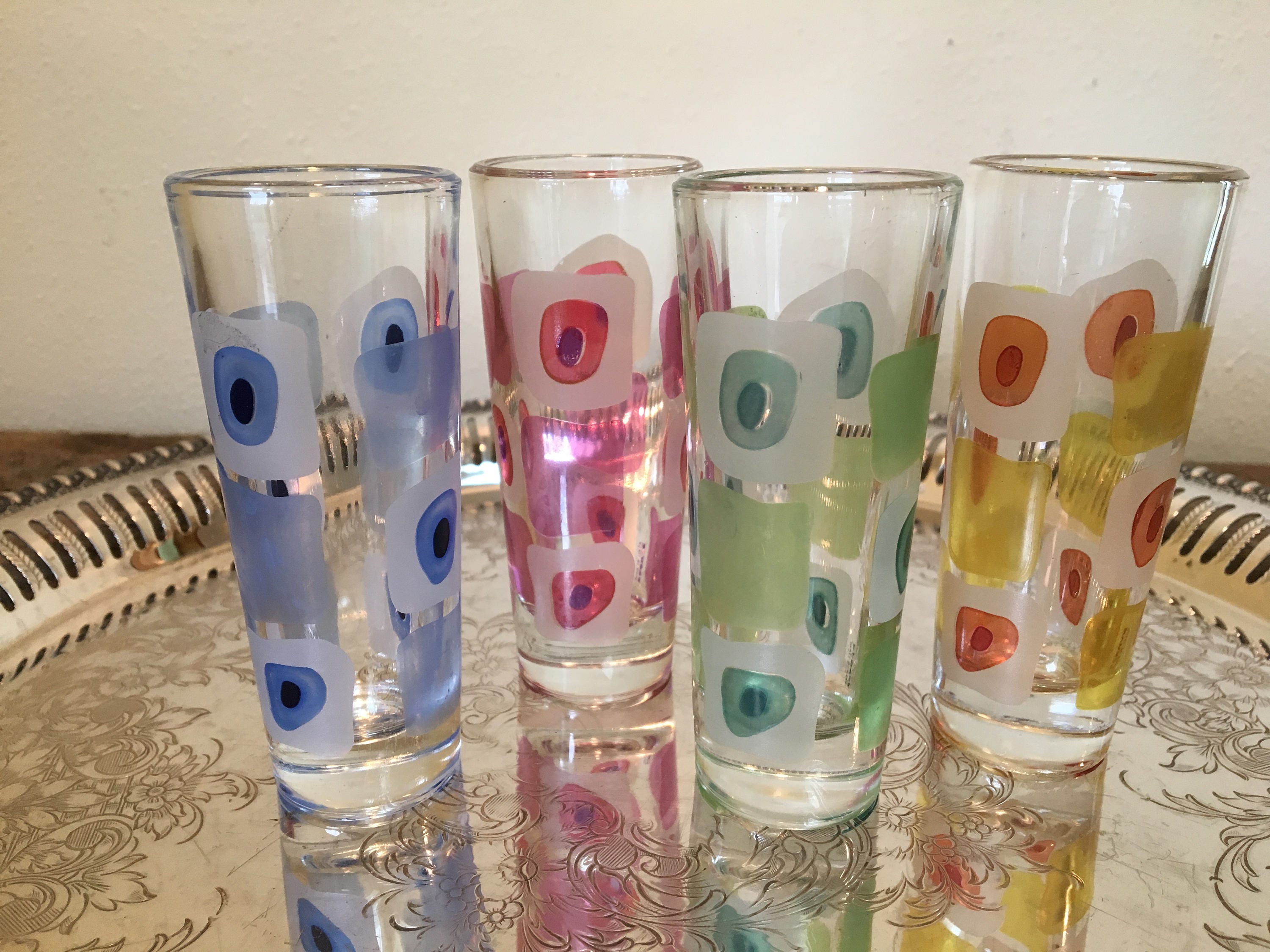 Mid century Italian Cerve shot glasses Mod Italian glasswear