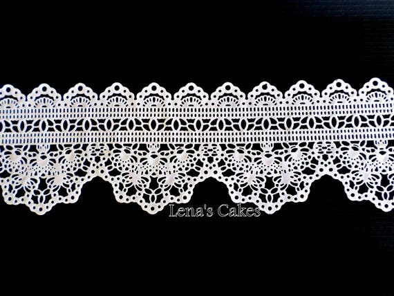 Premade Cake Sugar Lace Edible Strips, Gatsby Wedding Party Decor, Tea Party Shabby Chic Cake Topper, Baptism Vintage Art Deco Elegant Il_570xn