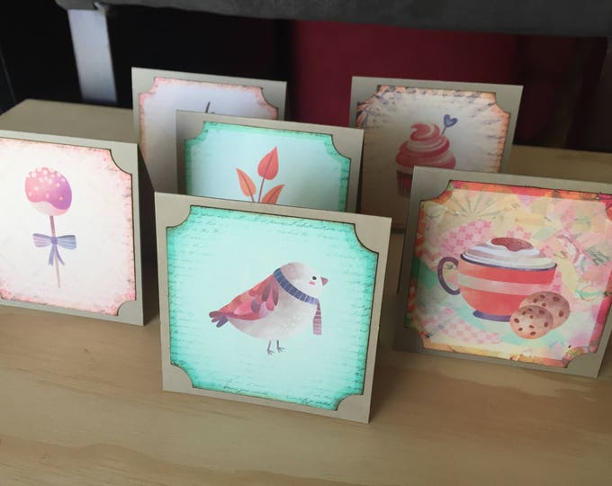 Mini Cards with Envelopes. SOLD FOR CHARITY. 6 Miniature Note Cards. Cards with Patterns. Small Thank You Cards