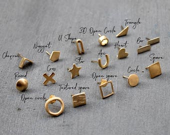 14K Gold Studs, Solid Gold stud earrings 14k, Solid Gold earrings stud, Gold earrings 18K, Delicate earring Gold Solid earrings
