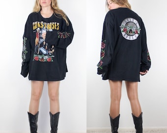 Guns N Roses Two Sided Long Sleeve Shirt Colour Print On Sleeves Rock Band Tee T-shirt 3XL XXL 90s Grunge Vintage