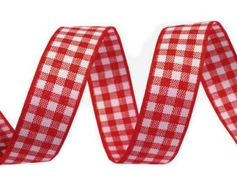3 M 16 mm red white checkered gingham Ribbon