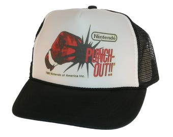 Vintage Nintendo Punch out hat Trucker Hat snap back adjustable one size fits most black
