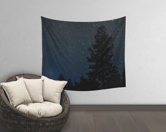 Star Tapestry Wall Hanging | Night Tapestry | Dark Wall Tapestry | Space Tapestry | Space Tapestries | Tapestry Forest | Navy Wall Hanging