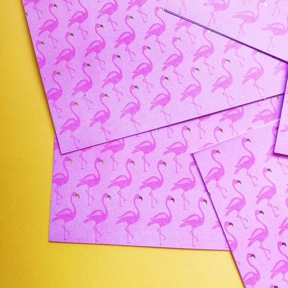 Fancy Flamingos Stationery Set Set of Six Notecards with