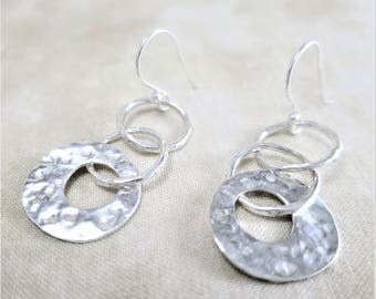 Silver Earrings ~ Hoop Earrings ~ Dangle Earrings ~ Lightweight Earrings ~ Bridesmaid Earrings ~ Geometric Earrings ~ Minimalist Earrings
