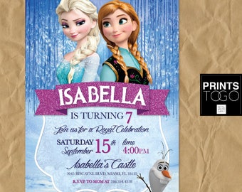 Frozen Birthday Invitation Printable, Frozen Invitation, Frozen Birthday Party Invites, Winter Invitation, Snowflake Invitation, Elsa Invite