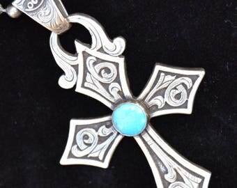 Turquoise King Knight Cross Pendant