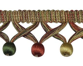 5 Yard Value Pack of Light Gold, Rust , Olive Green 1 3/4" Ball Fringe Style# Bbf0175 Clr 4770b (15 Ft / 4.5 Meters)