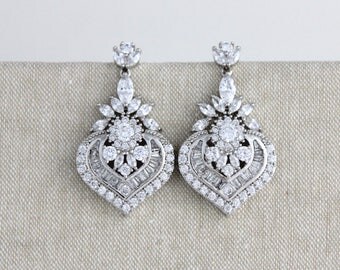 Crystal Earrings, Bridal earrings, Wedding jewelry, Bridesmaid earrings, Vintage style earrings, Art Deco earrings, Wedding earrings