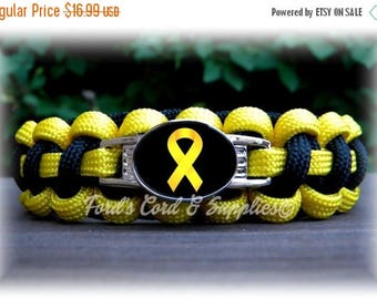 CIJ SALE Yellow Awareness Bracelet, Paracord Bracelet, Support Our Troops, Suicide Prevention, Sarcoma, Spina Biffida, Bladder Cancer, Endom