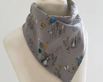 Peter Rabbit Bib Grey - Peter Rabbit baby gift - Beatrix Potter baby shower gift - Peter Rabbit Gift Set - Bandana Bib and Taggy Blanket