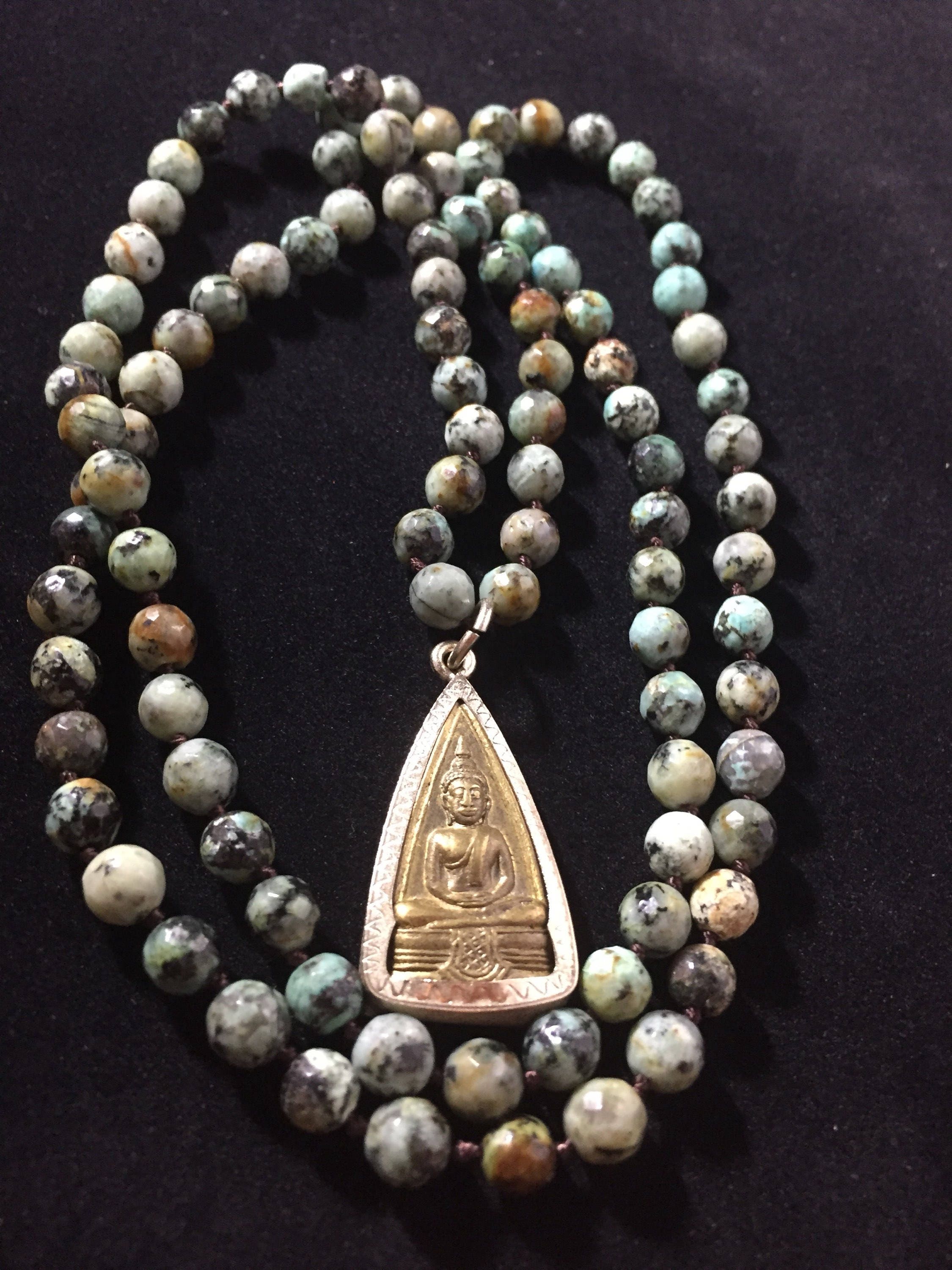 Valentine's Day Sale ! African Turquoise Buddha Pendant