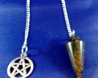 Tiger's Eye Pendulum with Pentacle