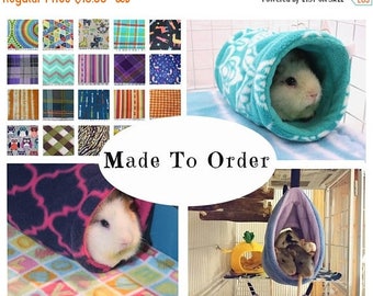 Guinea pig tunnel or rat hammock - you choose print - guinea pig accessories - MADE TO ORDER