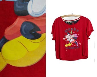 Christmas shirt, Mickey Mouse shirt , Christmas Disney shirt, Mickey Mouse shirt, Red Christmas tshirt, Kissmas shirt / XL Large Plus size